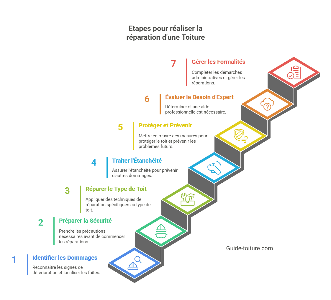 étapes pour réaliser une réparation d'une toiture étapes pour réaliser une réparation d'une toiture