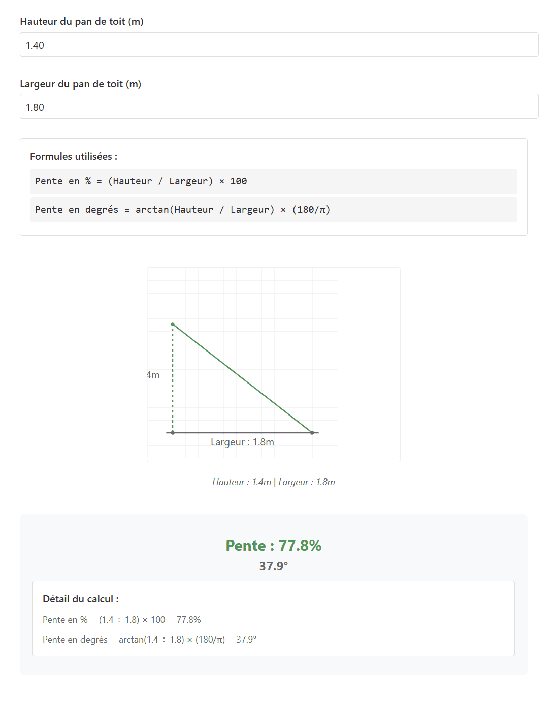 exemple calcul de pente largeur 1.8 m hauteur 1.4 exemple calcul de pente largeur 1.8 m hauteur 1.4